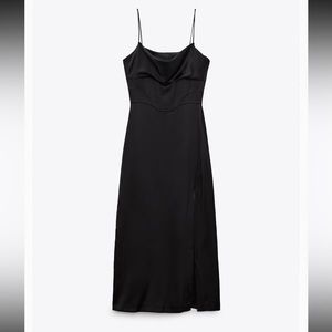 NWT Zara Satin Lingerie Style Corset MIDI Dress